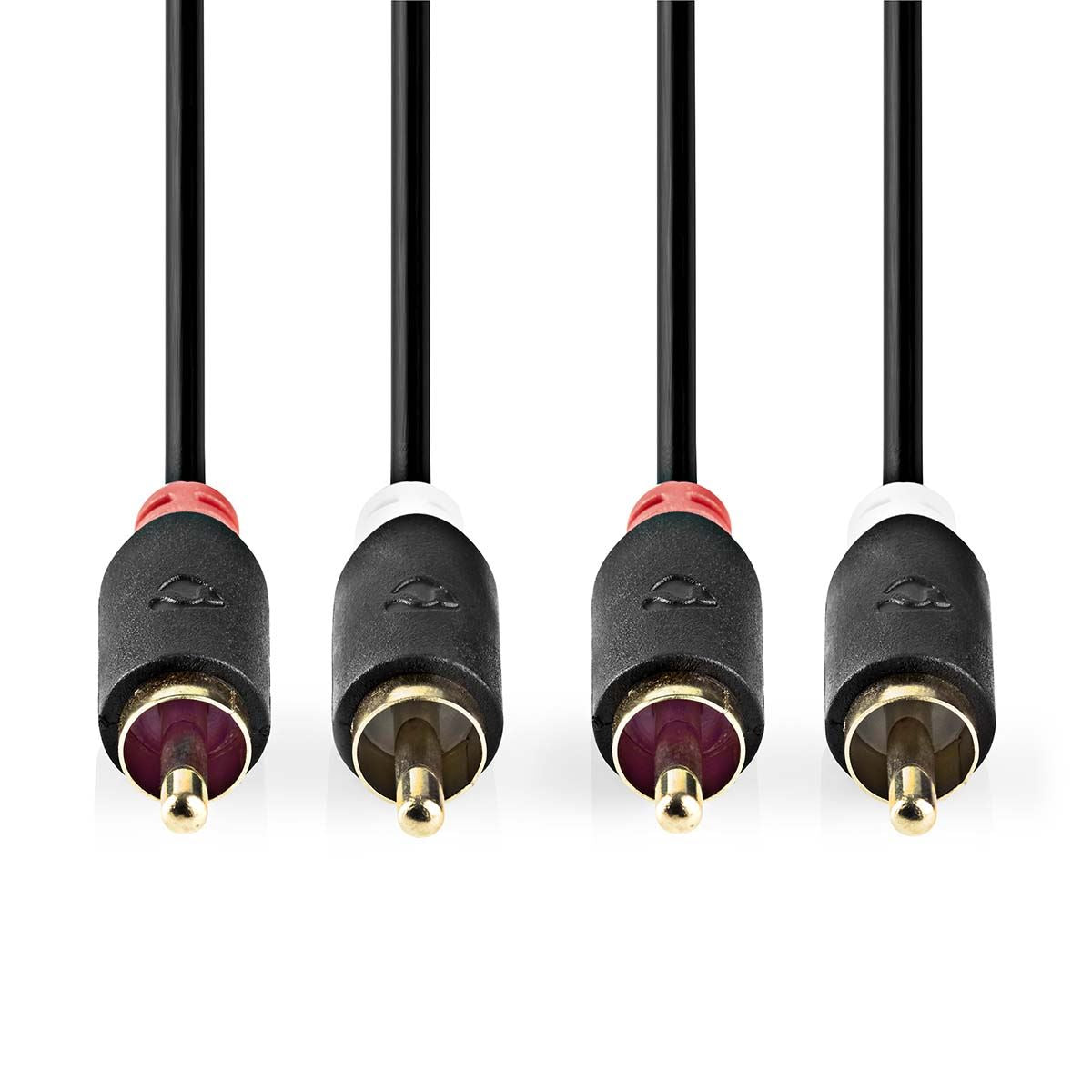 Nedis Stereo Audio Cable | 2x RCA Male | 2x RCA Male | Gold Plated | 1.00 m | Round | Anthracite | Box