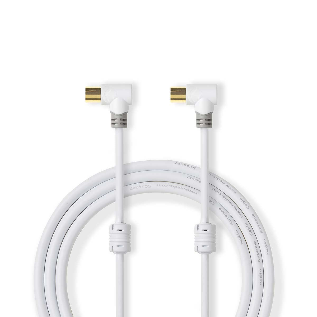 Nedis CSBW40010WT50 | Coax Cable | IEC (Coax) Male | IEC (Coax) Female | Gold Plated | 100 dB | 75 Ohm | Double Shielded | 5.00 m | Round | PVC | White | Box