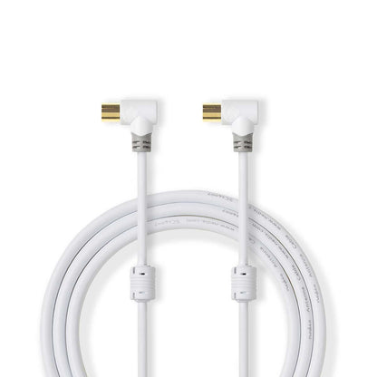 Nedis CSBW40010WT50 | Coax Cable | IEC (Coax) Male | IEC (Coax) Female | Gold Plated | 100 dB | 75 Ohm | Double Shielded | 5.00 m | Round | PVC | White | Box