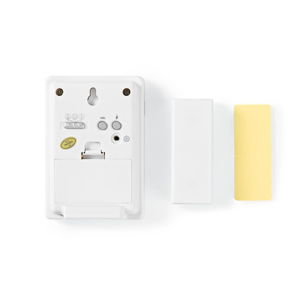 Nedis Wireless Doorbell Set | Battery Powered | 3 V DC | 1x CR2032 | Volume: 80 dB | Signal range: 300 m | IP44 | 36 Melodies | 1 Receiver | White