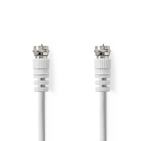 Nedis Satellite & Antenna Cable | F Male | F Male | Nickel Plated | 75 Ohm | Double Shielded | 1.50 m | Round | PVC | White | Label