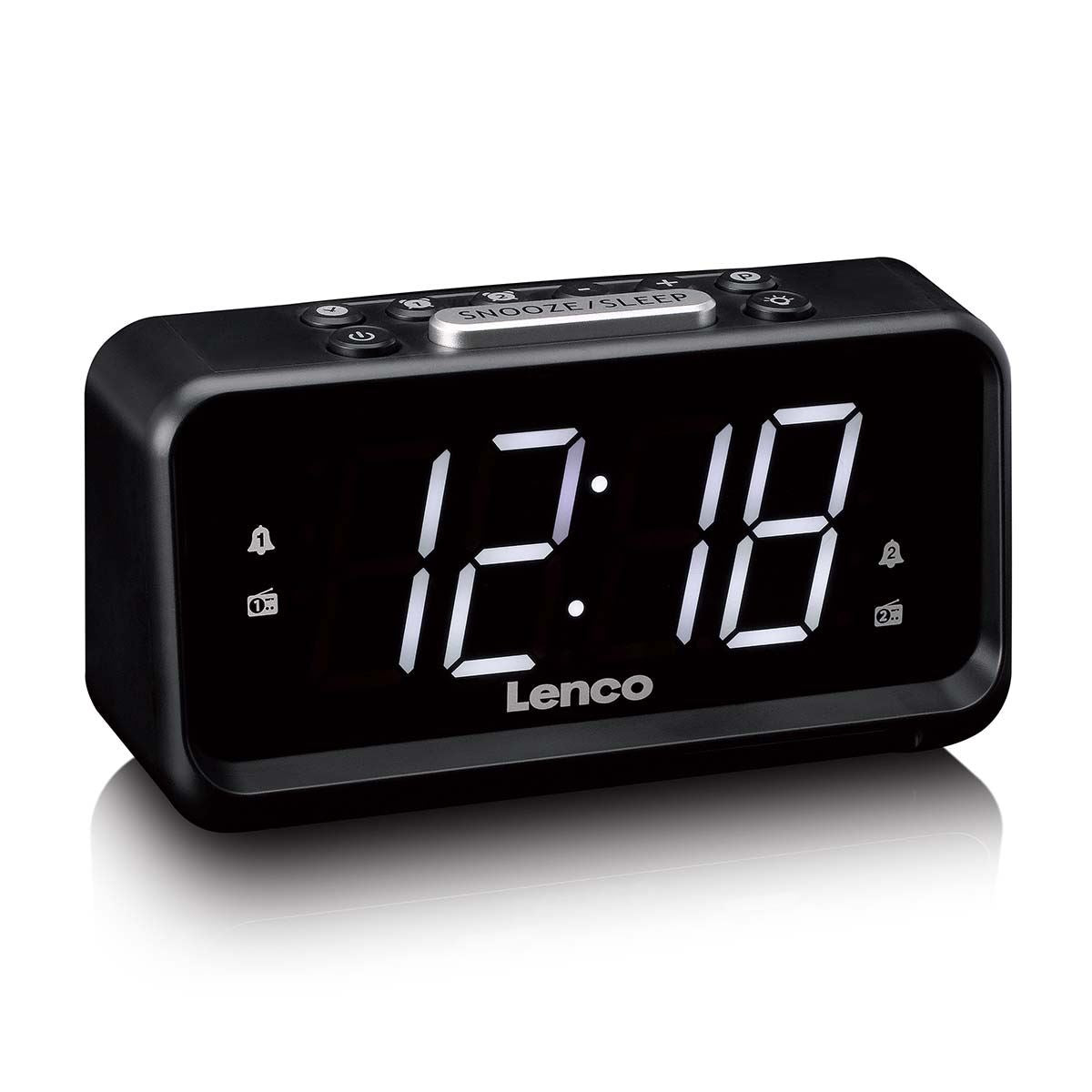Lenco CR-28BK | FM Clock Radio | Night Light | Black