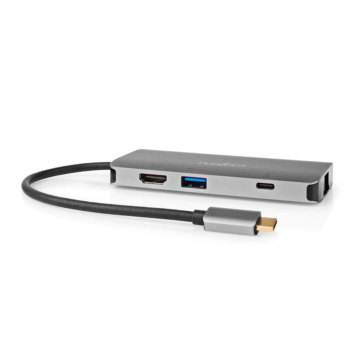Nedis USB Multi-Port Adapter | USB 3.2 Gen 1 | USB-C™ Male | HDMI™ Output / Micro SD / RJ45 Female / SD / USB-C™ Female / 3x USB-A Female | 5 Gbps | 0.20 m | Round | Gold Plated | PVC | Anthracite | Box