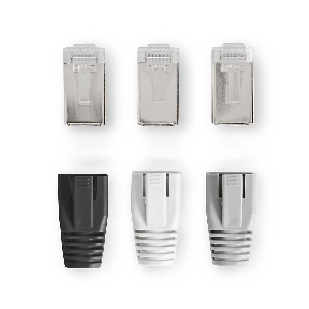 Nedis RJ45 Connector | RJ45 Pass Through | Solid/Stranded FTP CAT6a | Straight | Gold Plated | 10 pcs | PVC | Black / Grey / White | Box