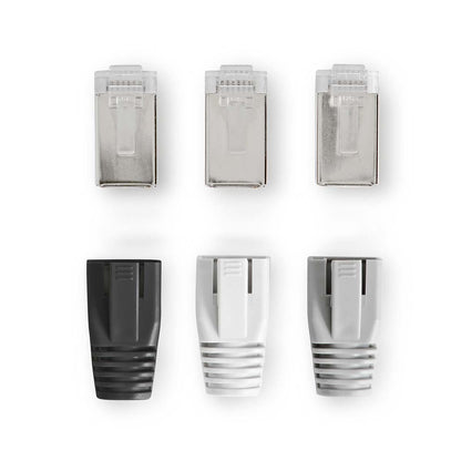 Nedis RJ45 Connector | RJ45 Pass Through | Solid/Stranded FTP CAT6a | Straight | Gold Plated | 10 pcs | PVC | Black / Grey / White | Box