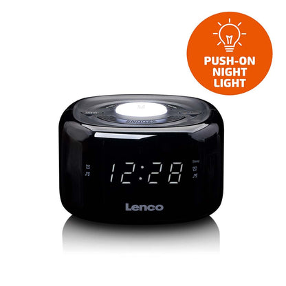 Lenco CR-12BK | FM Clock Radio | Night Light | Black