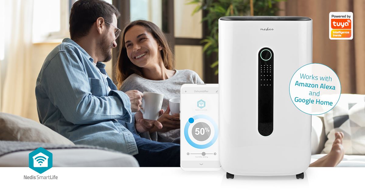 Nedis SmartLife Dehumidifier | Wi-Fi | 20 l/Day | Dehumidification / Continuous / Max+ / Dry laundry / Ventilation | Android™ / IOS | Adjustable hygrostat | 195 m³/h