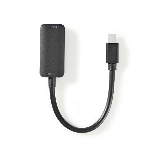 Nedis Mini DisplayPort Cable | DisplayPort 1.4 | Mini DisplayPort Male | HDMI™ Output | 48 Gbps | Nickel Plated | 0.20 m | Round | PVC | Black | Polybag