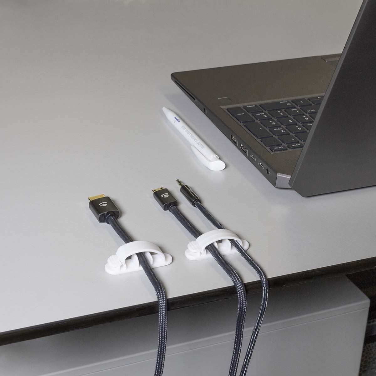 Nedis CMGC22033WT | Cable Management | Cable Clip | Locked | 3 pcs | Number of slots: 3 Slots | Maximum cable thickness: 7.5 mm | Polypropylene | White