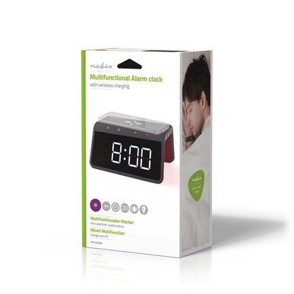 Nedis Alarm clock with wireless charging | Qi certified | 5 / 7.5 / 10 / 15 W | USB-A Male | Night Light | 2 Alarm Times | Snooze function