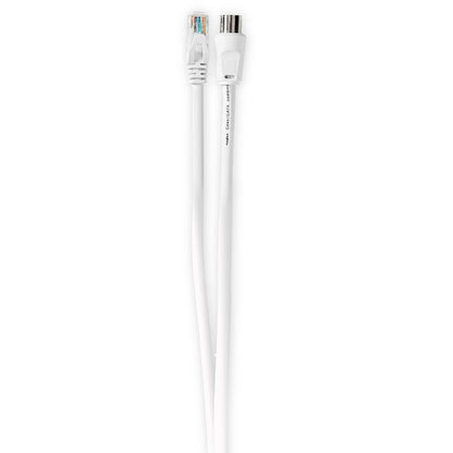 Nedis Coax Cat6 Combi Cable | IEC (Coax) Male / RJ45 Male | IEC (Coax) Female / RJ45 Male | Nickel Plated | RG58 | 75 Ohm | Double Shielded | 1.50 m | Round | PVC | White | Label