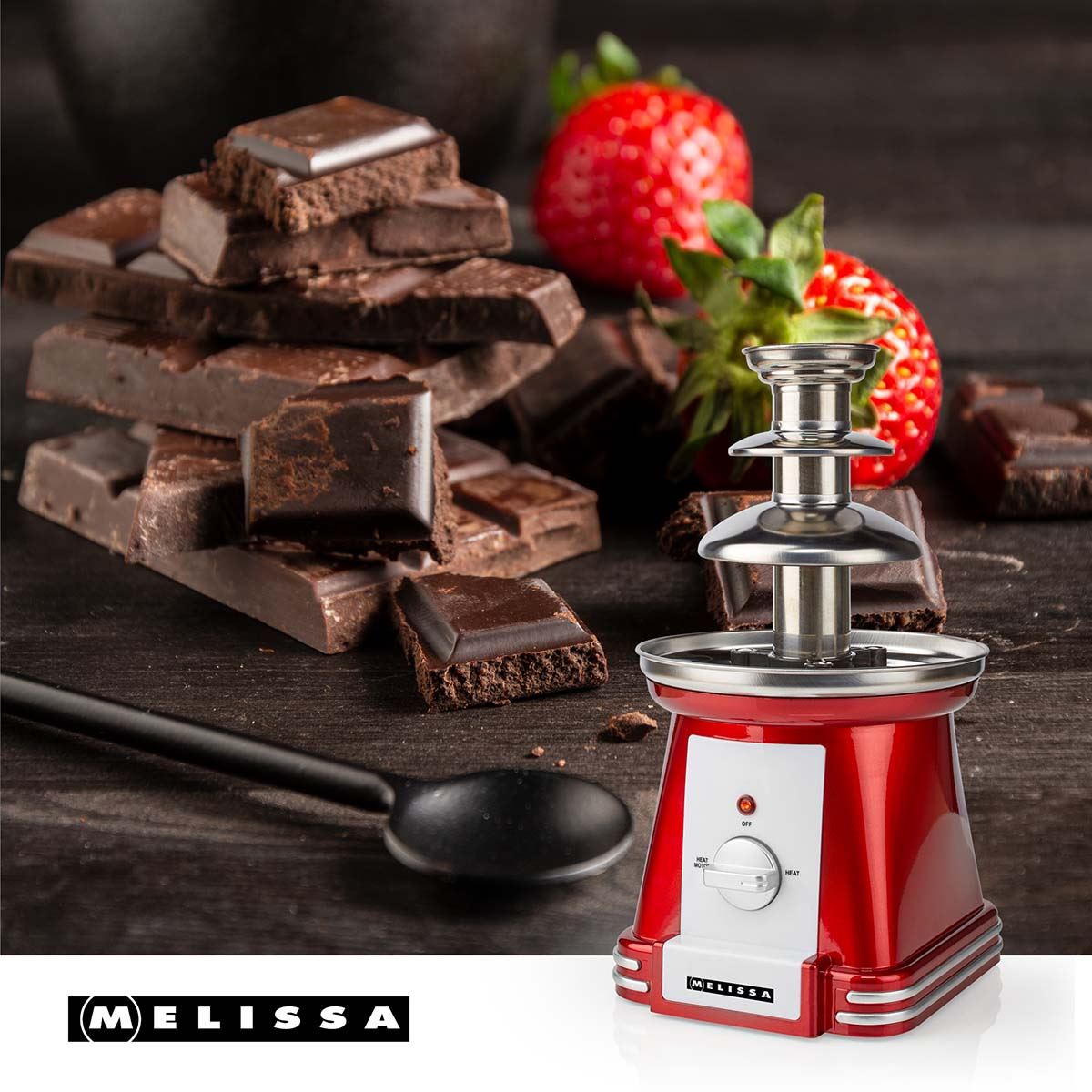 MELISSA Chocolate Fontain | 90 W | 32cm height | 3 Tiers | Red / White