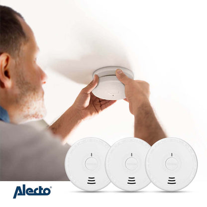 Alecto SA20 3X | SA20 Smoke detector with Hush Button | >85 dB | Battery Powered | EN14604:2005/AC:2008 | White |3 Pack