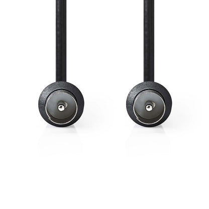 Nedis Coax Cable | IEC (Coax) Male | IEC (Coax) Male | Nickel Plated | 90 dB | 75 Ohm | Double Shielded | 1.50 m | Round | PVC | Black | Label