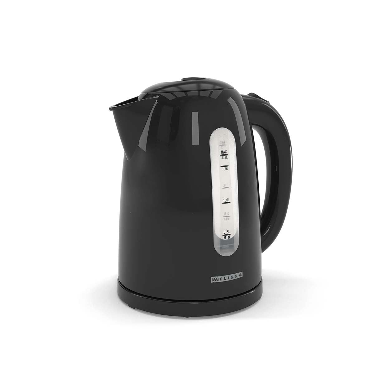 MELISSA Electric Kettle 1.7 l | Plastic | Black | Rotatable 360 degrees | Concealed heating element | Boil-dry protection