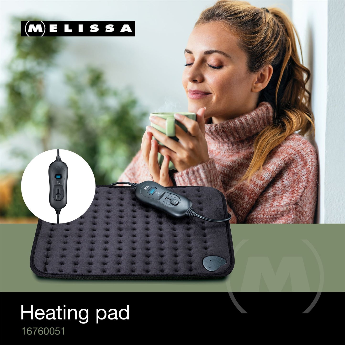 MELISSA Heating Pad 3 Heat Settings | 40 x 30 cm | Overheating protection | Washable | Black