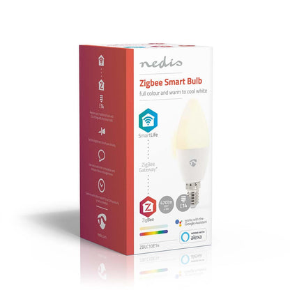Nedis SmartLife Full Colour LED Bulb | Zigbee 3.0 | E14 | 470 lm | 4.9 W | RGB / Warm to Cool White | 2200 - 6500 K | Android™ / IOS | Candle | 1 pcs