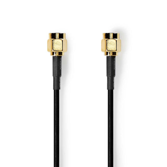 Nedis SMA Cable | SMA Male | SMA Male | Gold Plated | 50 Ohm | Single Shielded | 1.00 m | Round | PVC | Black | Label
