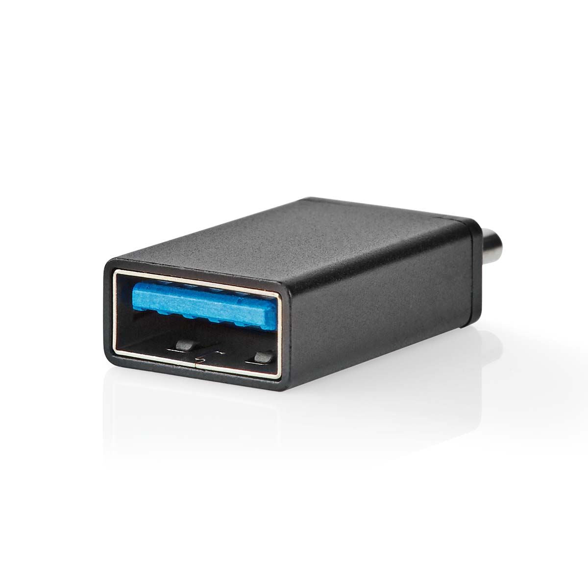 Nedis USB-C™ Adapter | USB 3.2 Gen 1 | USB-C™ Male | USB-A Female | 5 Gbps | OTG | Round | Nickel Plated | Black | Box