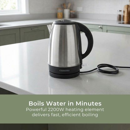 MELISSA Electric Kettle | 1.7 l | 2200 W | Stainless steel | 360° Rotating Base | Concealed Heating Element | Strix® controller | Boil-dry Protection