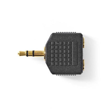 Nedis CAGP22945BKG | Stereo Audio Adapter | 3.5 mm Male | 2x 3.5 mm Female | Gold Plated | Straight | ABS | Black | 10 pcs | Polybag