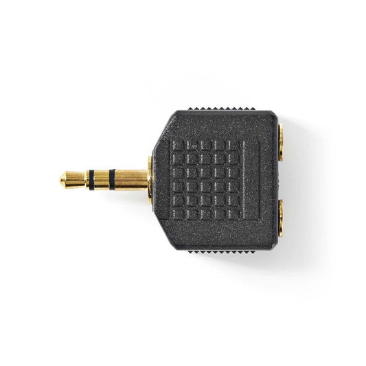 Nedis CAGP22945BKG | Stereo Audio Adapter | 3.5 mm Male | 2x 3.5 mm Female | Gold Plated | Straight | ABS | Black | 10 pcs | Polybag