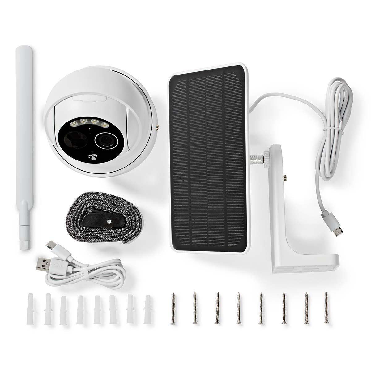 Nedis SmartLife Outdoor Camera | 4G | Full HD 1080p | Pan tilt | IP65 | Cloud Storage (optional) / microSD (not included) | 5 V DC | With motion sensor | Night vision | White