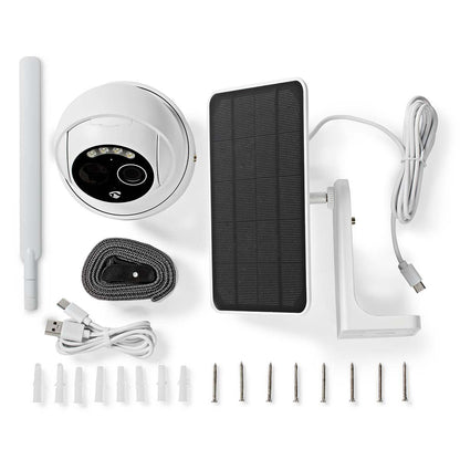 Nedis SmartLife Outdoor Camera | 4G | Full HD 1080p | Pan tilt | IP65 | Cloud Storage (optional) / microSD (not included) | 5 V DC | With motion sensor | Night vision | White