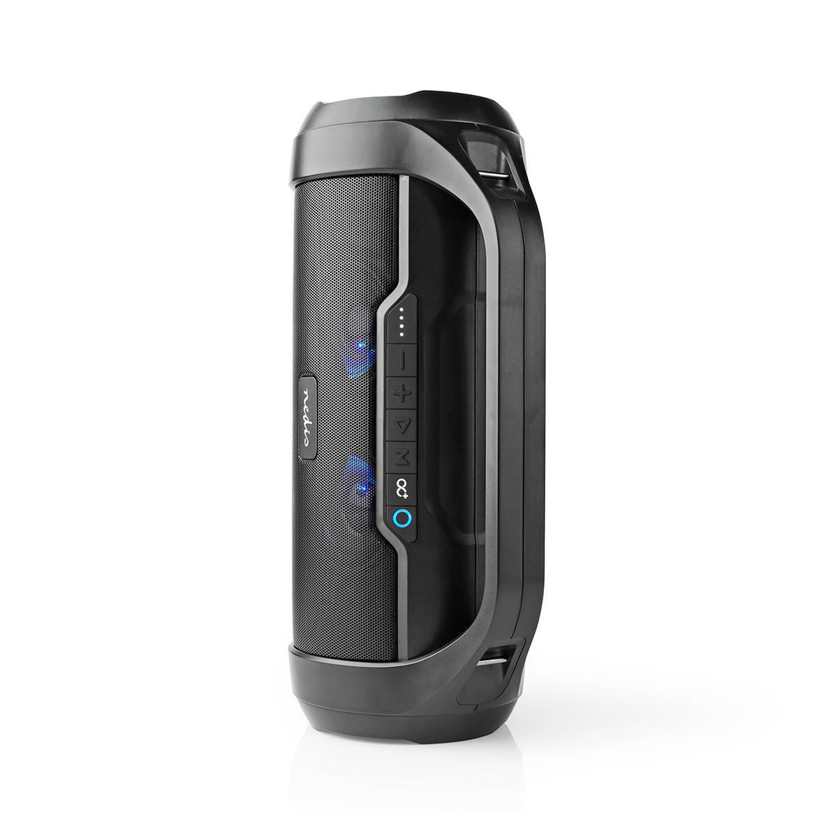 Nedis Bluetooth® Party Boombox | 6 hrs | 2.0 | 60 W | Media playback: AUX / Micro SD / USB | IPX5 | Linkable | Carrying handle | Party lights | Black