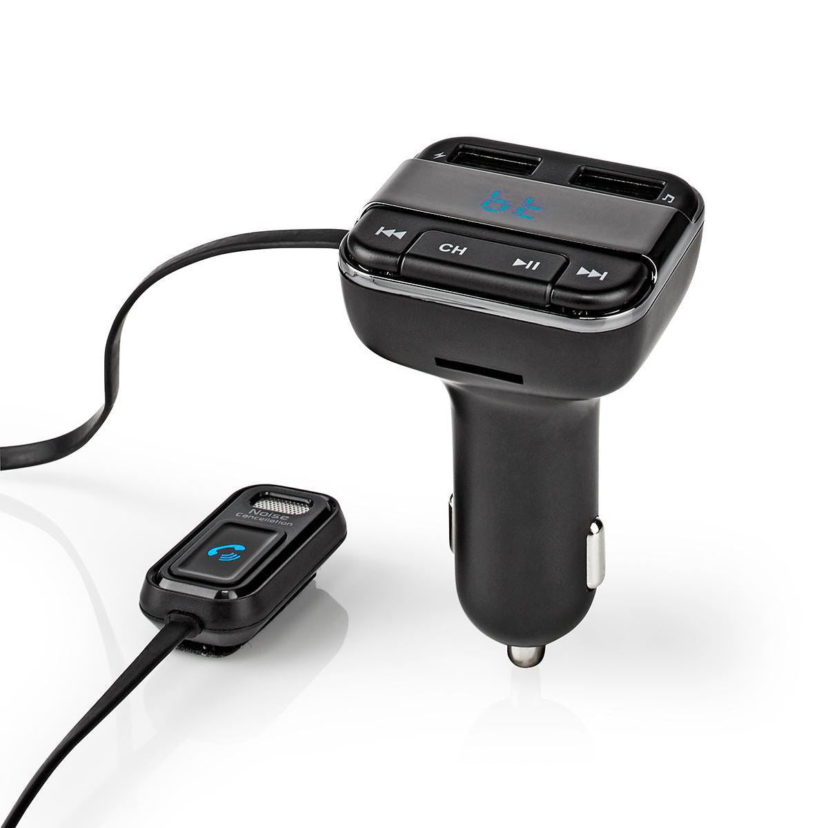 Nedis Car FM Transmitter | Fixed | Hands free calling | 0.8 " | LED Screen | Bluetooth® | 5.0 V DC / 1.0 A / 5.0 V DC / 2.4 A | Google Assistant / Siri | Black / Grey