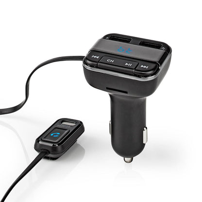Nedis Car FM Transmitter | Fixed | Hands free calling | 0.8 " | LED Screen | Bluetooth® | 5.0 V DC / 1.0 A / 5.0 V DC / 2.4 A | Google Assistant / Siri | Black / Grey