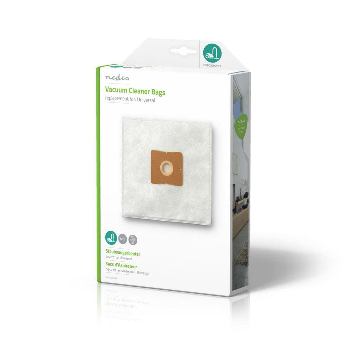 Nedis DUBG220UNE4 | Vacuum Cleaner Bag | 4 pcs | Synthetic | Most sold for: Universal | White