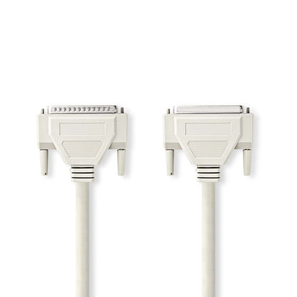 Nedis Serial Cable | D-SUB 25-Pin Male | D-SUB 25-Pin Female | Nickel Plated | 5.00 m | Round | PVC | Ivory | Polybag