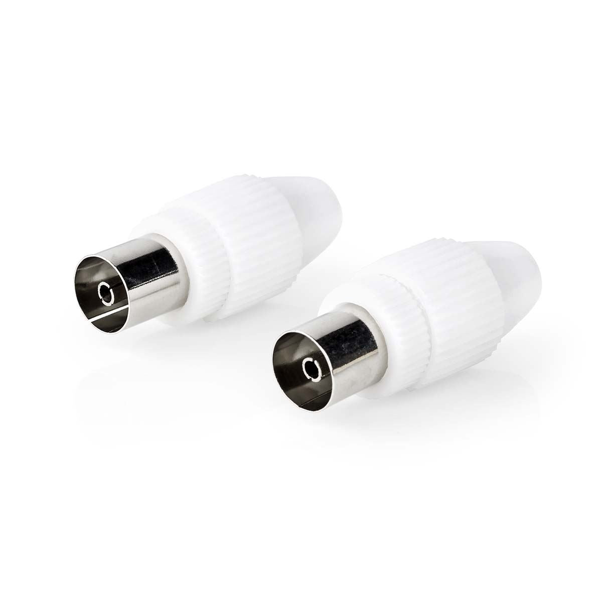 Nedis CSGB40923WT | IEC (Coax) Connector | Straight | Female | Nickel Plated | 75 Ohm | Screw | Cable input diameter: 7.0 mm | Metal / PVC | White | 2 pcs | Box