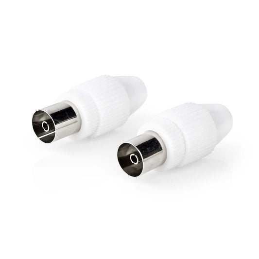 Nedis CSGB40923WT | IEC (Coax) Connector | Straight | Female | Nickel Plated | 75 Ohm | Screw | Cable input diameter: 7.0 mm | Metal / PVC | White | 2 pcs | Box