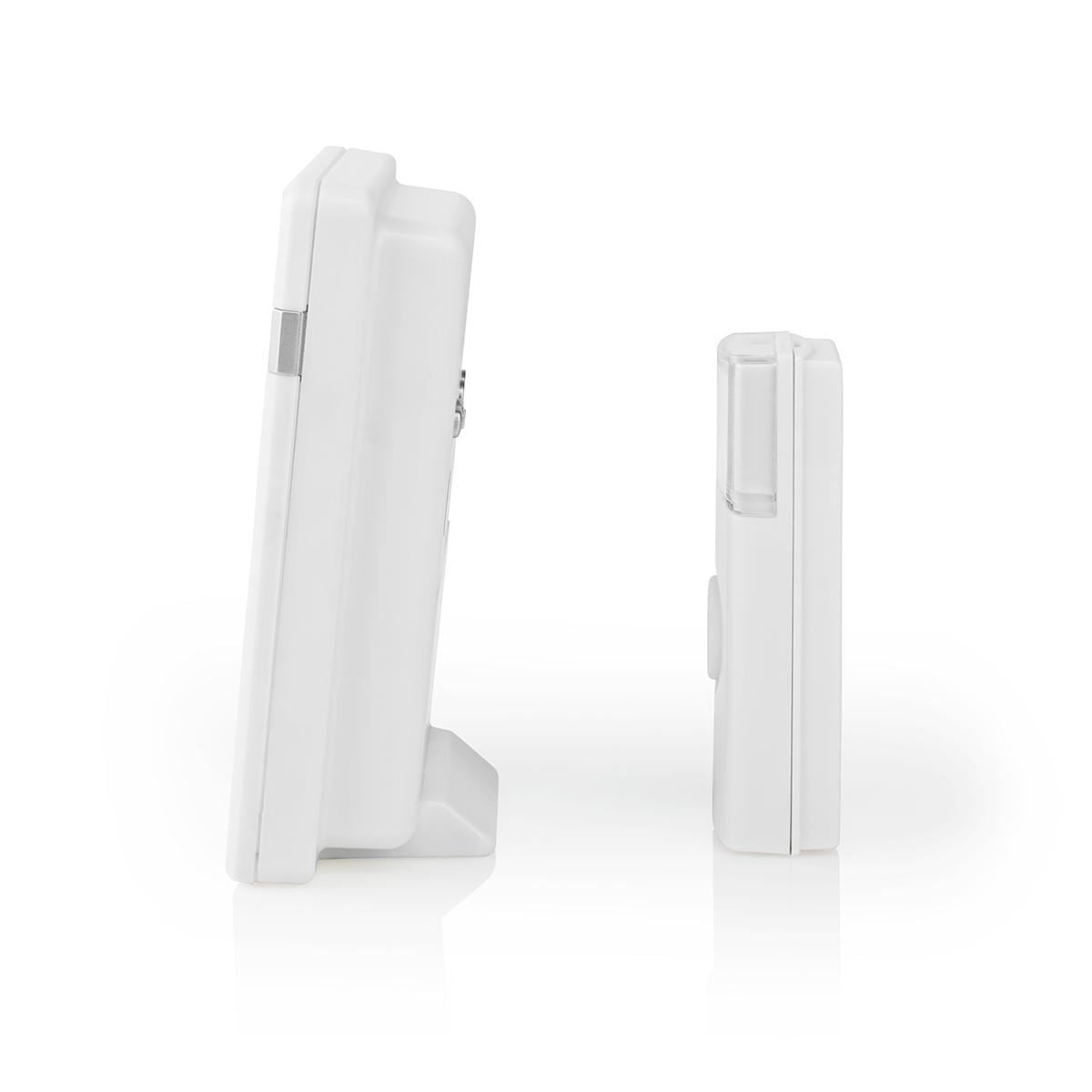 Nedis Wireless Doorbell Set | Battery Powered | 3 V DC | 1x CR2032 | Volume: 80 dB | Signal range: 300 m | IP44 | 36 Melodies | 1 Receiver | White