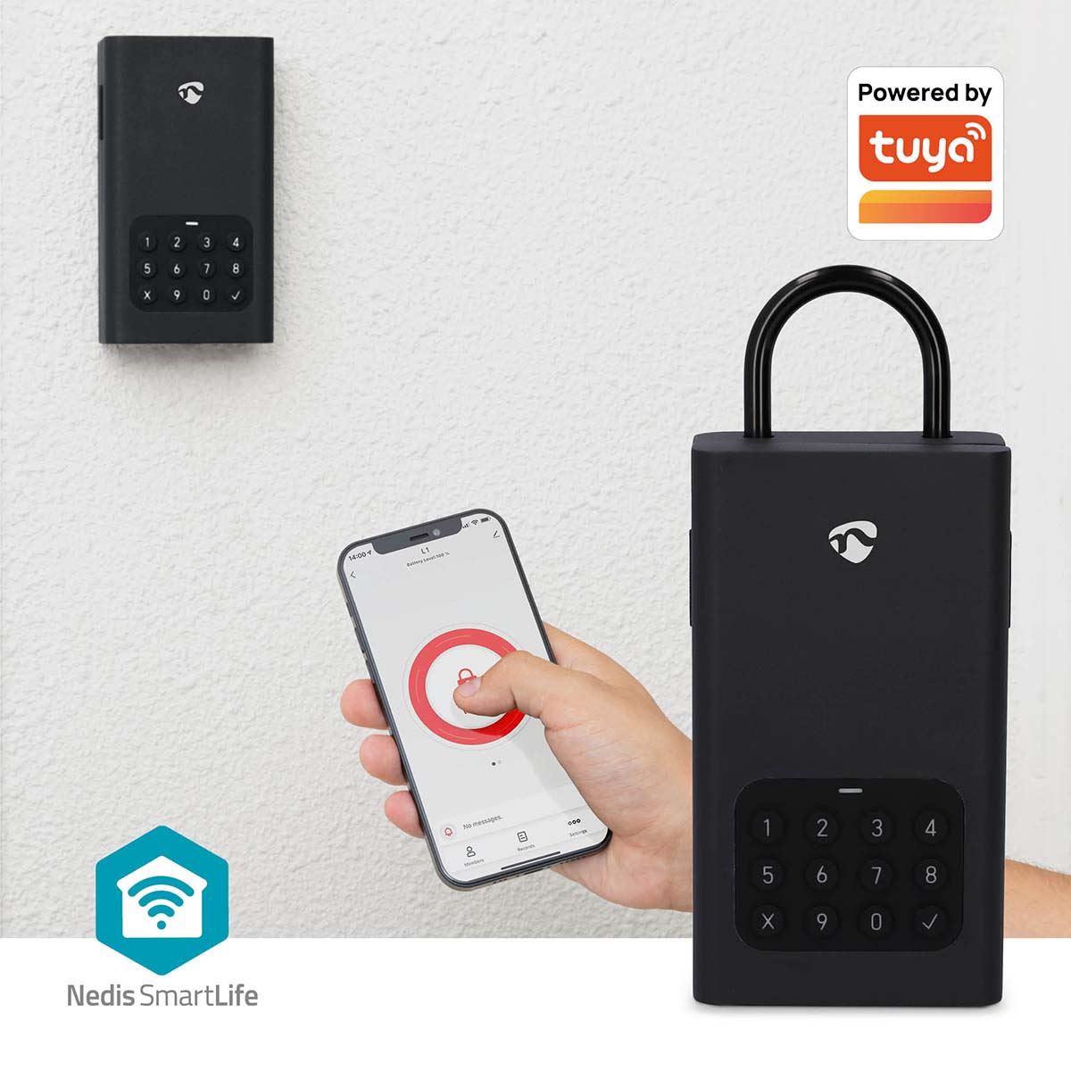 Nedis SmartLife Key Box | Key Safe | Bluetooth® | Outdoor | Key Lock | IPX5 | Black