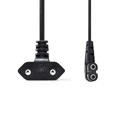 Nedis Power Cable | Euro Male | IEC-320-C7 | Angled | Angled Left | Nickel Plated | 3.00 m | Flat | PVC | Black | Label