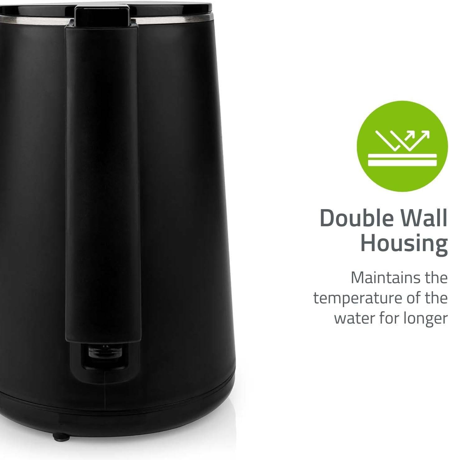 Nedis Electric Kettle | 1.5 l | Plastic | Black | Rotatable 360 degrees | Concealed heating element | Strix® controller | Boil-dry protection