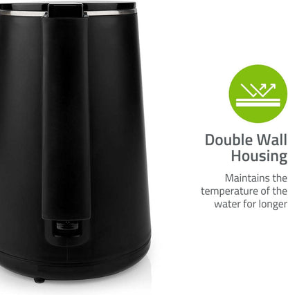 Nedis Electric Kettle | 1.5 l | Plastic | Black | Rotatable 360 degrees | Concealed heating element | Strix® controller | Boil-dry protection