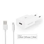 Nedis Wall Charger | 12 W | Quick charge feature | 1x 2.4 A | Number of outputs: 1 | USB-A | Lightning 8-Pin (Loose) Cable | 1.00 m | Single Voltage Output | White