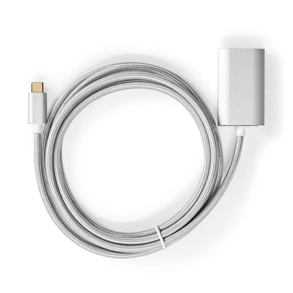Nedis USB-C™ Adapter | USB 3.2 Gen 1 | USB-C™ Male | HDMI™ Output | 4K@60Hz | Power delivery | 2.00 m | Round | Gold Plated | Braided / Nylon | Silver | Cover Window Box