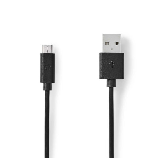 Nedis USB Cable | USB 2.0 | USB-A Male | USB Micro-B Male | 11 W | 480 Mbps | Nickel Plated | 2.00 m | Round | PVC | Black | Label