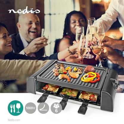 Nedis Gourmet / Raclette | Grill | 6 Persons | Spatula | Temperature setting | Non stick coating | Rectangle