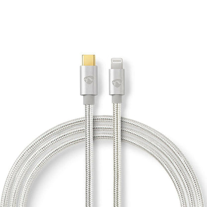 Nedis Lightning Cable | USB 2.0 | Apple Lightning 8-Pin | USB-C™ Male | 480 Mbps | Gold Plated | 2.00 m | Round | Braided / Nylon | Aluminium | Cover Window Box