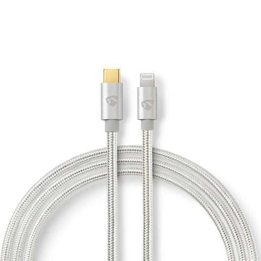 Nedis Lightning Cable | USB 2.0 | Apple Lightning 8-Pin | USB-C™ Male | 480 Mbps | Gold Plated | 2.00 m | Round | Braided / Nylon | Aluminium | Cover Window Box