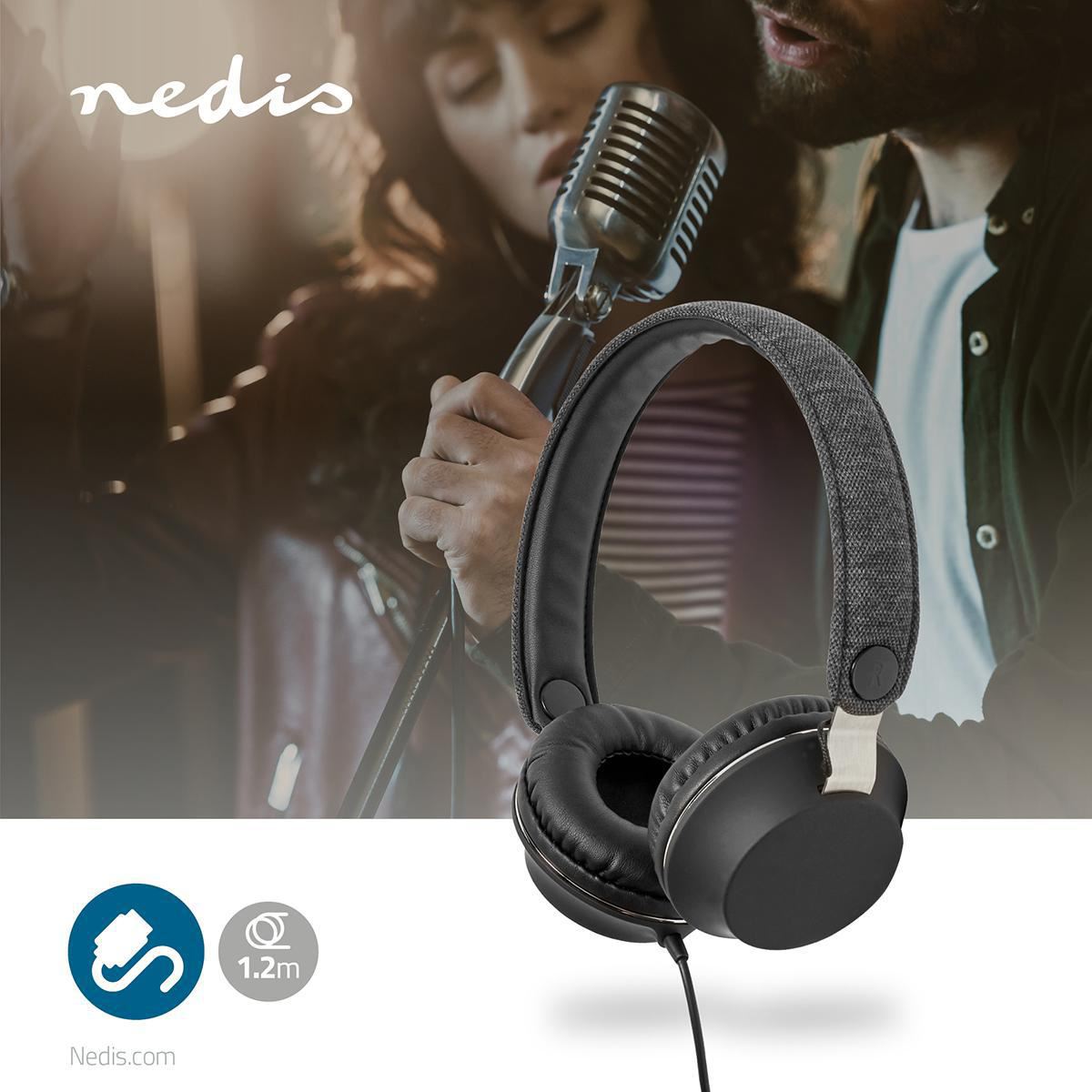 Nedis On-Ear Wired Headphones | 3.5 mm | Cable length: 1.20 m | Anthracite / Black