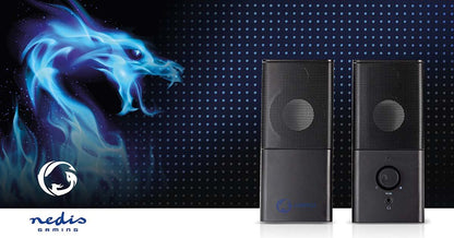 Nedis Gaming Speaker | Speaker channels: 2.0 | USB Powered | 3.5 mm Male | 18 W | Without Lighting | Volume control | Connection output: 1x 3.5 mm Audio Out