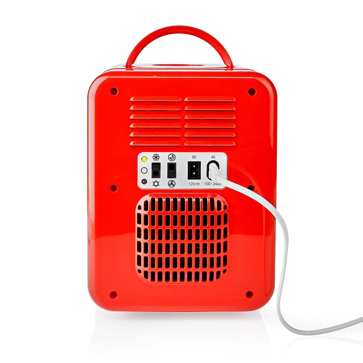 MELISSA Portable Mini Fridge | Mains or 12v Aux | 6 cans / 4 l capacity | 100-240 V / 12 V  Vehicle| Heating / Cooling function | Carrying handle | Red