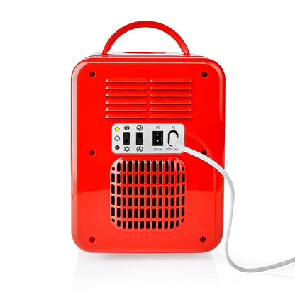 MELISSA Portable Mini Fridge | Mains or 12v Aux | 6 cans / 4 l capacity | 100-240 V / 12 V  Vehicle| Heating / Cooling function | Carrying handle | Red